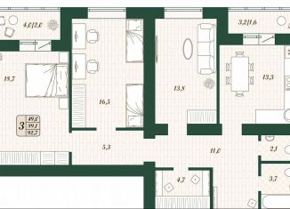 Продаю 3-комнатную квартиру, 89.1 м2, поселок городского типа Стройкерамика, улица Олега Пешкова