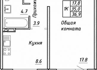 Однокомнатная квартира на продажу, 36.6 м2, Новосибирск, улица Связистов, 13/1