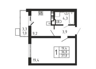 Продается 1-ком. квартира, 37.8 м2, деревня Пирогово, ЖК Пироговская Ривьера