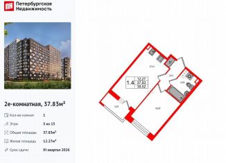 Продаю однокомнатную квартиру, 37.8 м2, Санкт-Петербург, Невский район