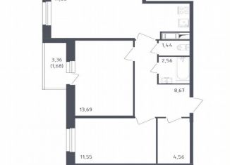 Продается 2-ком. квартира, 61.5 м2, Колпино, проспект Ленина, 66, ЖК Астрид