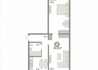 2-ком. квартира на продажу, 45 м2, Новосибирск, Большевистская улица, 165