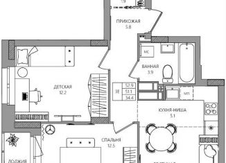 Продается 3-комнатная квартира, 52.9 м2, Чувашия, Водопроводная улица, 5
