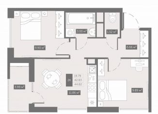 Продам 2-ком. квартиру, 44.8 м2, посёлок Шушары