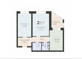 2-комнатная квартира на продажу, 62.7 м2, Орёл, улица Панчука, 83Б, Заводской район