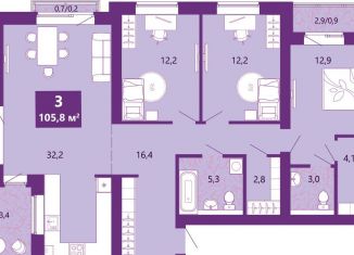 Продаю 3-ком. квартиру, 105.8 м2, Калининград