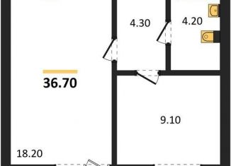 1-ком. квартира на продажу, 36.7 м2, Калининград, Московский район, Акварельная улица