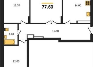 Продажа трехкомнатной квартиры, 77.6 м2, Калининград, Акварельная улица, Московский район