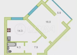 Продажа 1-комнатной квартиры, 43 м2, Тюмень, Центральный округ, улица Дружбы, 73к3
