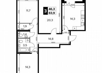 3-комнатная квартира на продажу, 83.9 м2, Москва, САО, Ленинградское шоссе, 228к7