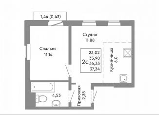 2-комнатная квартира на продажу, 36.3 м2, Челябинск, Советский район