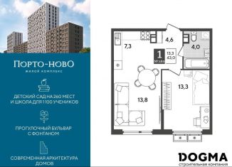 Однокомнатная квартира на продажу, 43 м2, Новороссийск