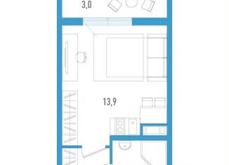 Продается квартира студия, 17 м2, посёлок Шушары, Старорусский проспект, 5к2