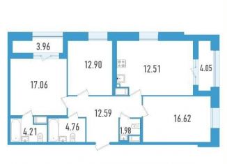 Продажа трехкомнатной квартиры, 95.6 м2, Санкт-Петербург, Московский район, улица Типанова, 22