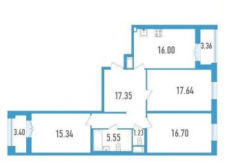 Продажа трехкомнатной квартиры, 93.2 м2, Санкт-Петербург, Московский район, улица Типанова, 22