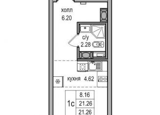 Продажа квартиры студии, 21.3 м2, посёлок Парголово, Заречная улица, 54