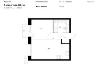 Продается 1-комнатная квартира, 36.1 м2, Санкт-Петербург, метро Обводный канал