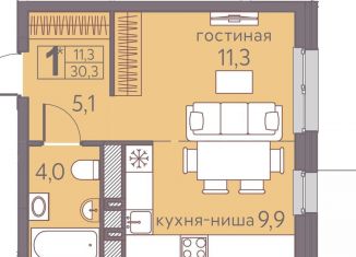 Продается квартира студия, 30.3 м2, Пермь, ЖК Погода