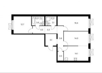 Продажа трехкомнатной квартиры, 83.6 м2, рабочий посёлок Боброво, Крымская улица, 19