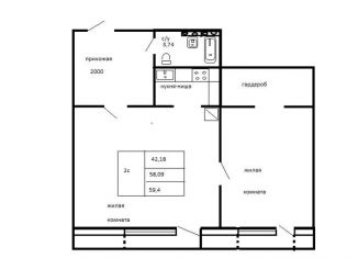 Продаю 2-комнатную квартиру, 60 м2, Новосибирск, Бронная улица, 2/6с, метро Студенческая