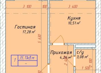 Продам 1-комнатную квартиру, 35.1 м2, Нальчик, район Горная, улица Тарчокова, 121