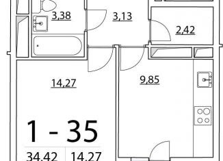 Продажа 1-комнатной квартиры, 34.6 м2, Санкт-Петербург, Планерная улица, 97к1, ЖК Нью Тайм