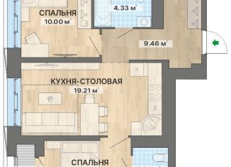 Продается двухкомнатная квартира, 60.5 м2, Екатеринбург, Орджоникидзевский район, улица Уральских Рабочих