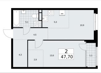 Продается двухкомнатная квартира, 47.7 м2, Москва, район Сокол, улица Зорге, 25с2