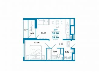 Продам однокомнатную квартиру, 35.3 м2, Тюмень, ЖК Краснолесье