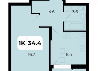 Продам однокомнатную квартиру, 34.4 м2, Ростов-на-Дону, Орбитальная улица, 15, ЖК Норд