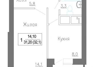 Продаю 1-комнатную квартиру, 32.2 м2, деревня Сабурово, жилой комплекс ЗаМитино, к1