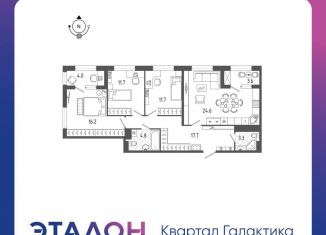 Продам трехкомнатную квартиру, 93.7 м2, Санкт-Петербург, ЖК Галактика, Измайловский бульвар, 9