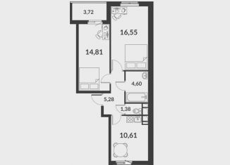 Продается 2-ком. квартира, 57 м2, посёлок Шушары, ЖК Чкалов