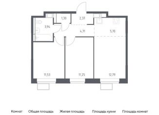 3-комнатная квартира на продажу, 53.6 м2, поселение Рязановское, ЖК Алхимово