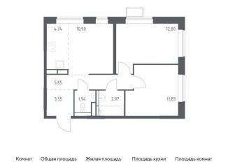 Продается 3-комнатная квартира, 54.6 м2, поселение Рязановское, ЖК Алхимово