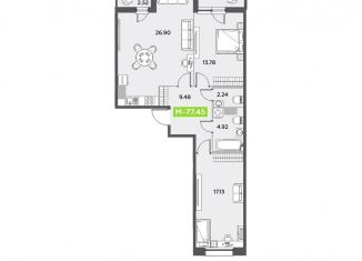 Продам двухкомнатную квартиру, 77.5 м2, Санкт-Петербург