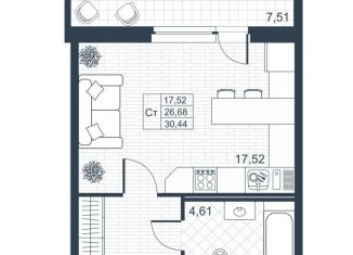 Продаю квартиру студию, 30.4 м2, Коммунар