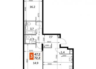 Продам 3-комнатную квартиру, 72.2 м2, Москва, жилой комплекс Сидней Сити, к1, станция Хорошёво