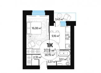 Продаю 1-ком. квартиру, 36.2 м2, Самара, метро Юнгородок