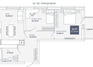 Продается 2-комнатная квартира, 58 м2, Екатеринбург, улица Софьи Перовской, 104, ЖК Абрикос