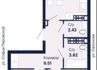 Двухкомнатная квартира на продажу, 64.3 м2, Екатеринбург, улица Софьи Перовской, 104, ЖК Абрикос