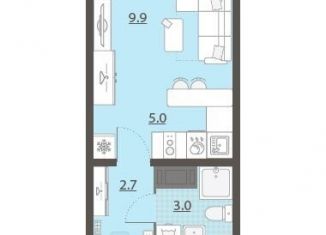 Продается квартира студия, 20.6 м2, Екатеринбург, жилой комплекс Хрустальные Ключи, 5к4, Октябрьский район