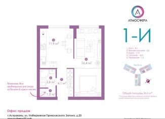 Продам квартиру студию, 36.2 м2, Астрахань, улица Бехтерева, 12/3, ЖК Атмосфера