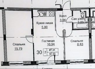 Двухкомнатная квартира на продажу, 48.2 м2, сельский посёлок Новинки, 2-я Дорожная улица, 3, ЖК Новинки Смарт Сити