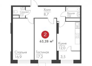 Продается 2-комнатная квартира, 63.3 м2, Самара, метро Российская, проспект Масленникова, 14А