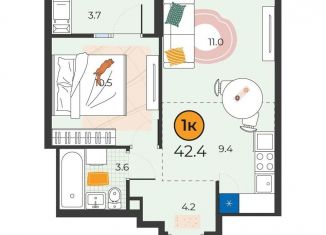 1-ком. квартира на продажу, 42.4 м2, Тюмень, улица Мельникайте, 151к1, Восточный округ