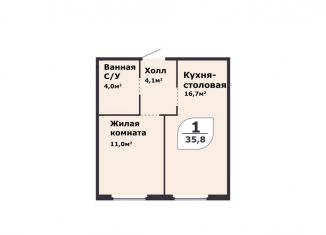 Продажа 1-ком. квартиры, 35.8 м2, посёлок Терема, улица Ломоносова, 22