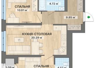 Продам двухкомнатную квартиру, 65.9 м2, Екатеринбург, ЖК Северное Сияние, улица Уральских Рабочих