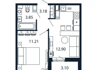 Продаю 1-комнатную квартиру, 32.7 м2, Мурино