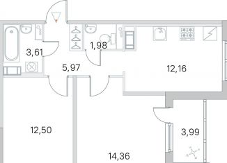 Продажа 2-комнатной квартиры, 52.6 м2, Санкт-Петербург